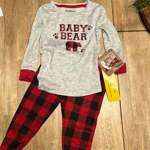 NWT Baby Bear Buffalo plaid pajamas. Super soft!